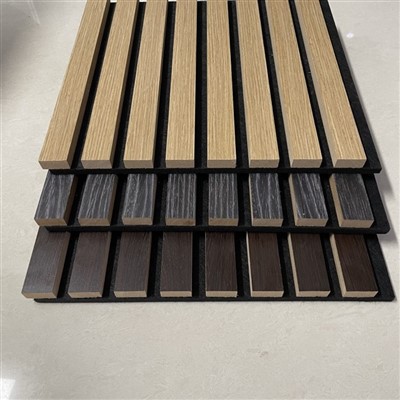 Redeļu PET filca akustiskais panelis Profesionāla dizaina MDF Akupanel koka redeļu sienas akustiskā filca paneļi